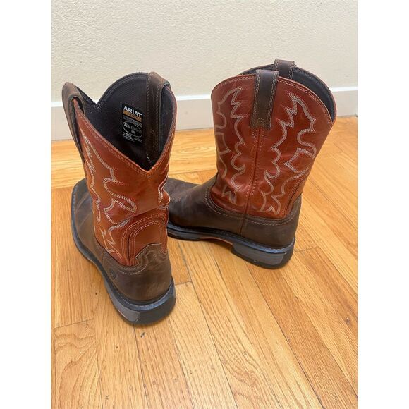 Ariat WorkHog Men's Square Toe Work Boots Brown Size 10EE Western Style - Picture 5 of 13